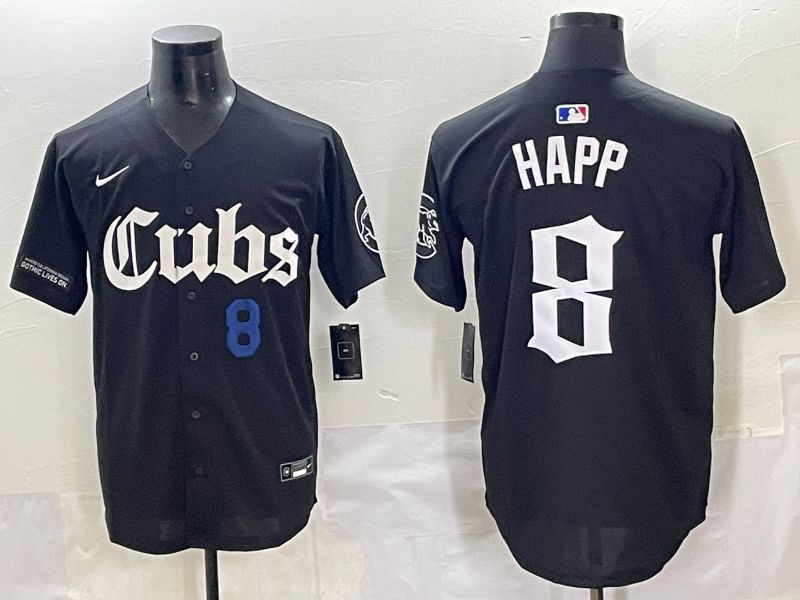Men 2025 Chicago Cubs #8 Happ Black Five generations Joint Name Nike MLB Jersey style 7->chicago cubs->MLB Jersey